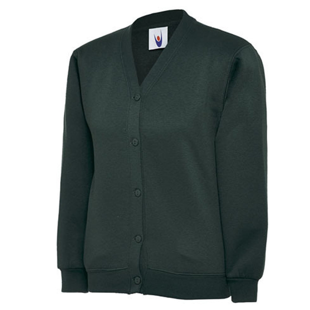 Cardigan in Bottle Green with School Badge