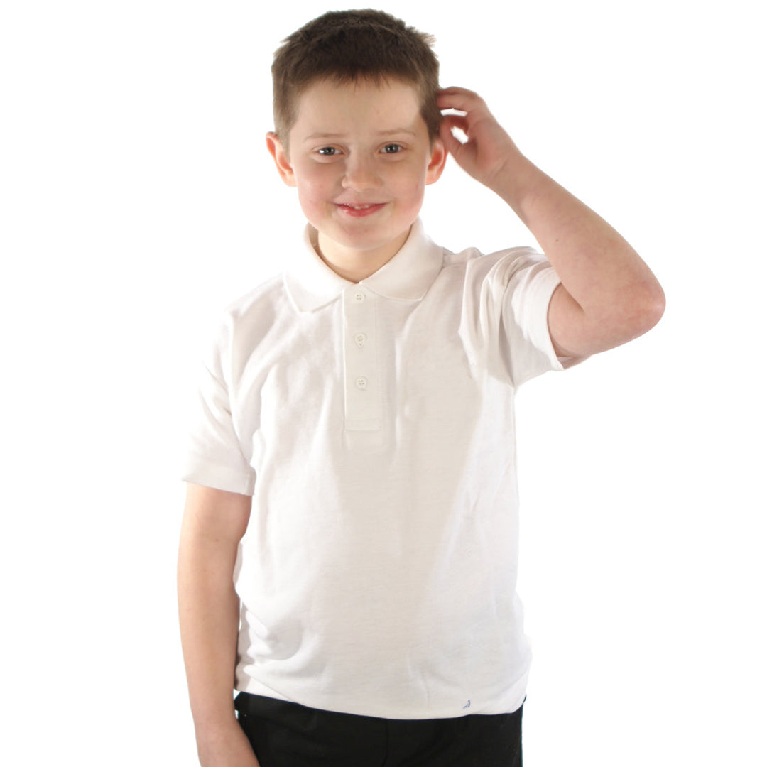 Polo Shirt in White with School Badge